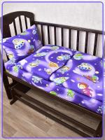 Детское постельное белье бязь Космолетики вид 1 фиолетовые