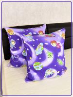 Детские наволочки Ивановская бязь Космолетики вид 1 сиреневые 2 шт.