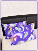 Детские наволочки Ивановская бязь Космолетики вид 1 сиреневые 2 шт.