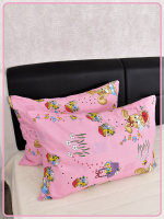 Детские наволочки Ивановская бязь Зайчики с корзинкой вид 1 розовый 2 шт.