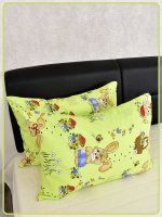 Детские наволочки Ивановская бязь Зайчики с корзинкой вид 3 зеленый 2 шт.